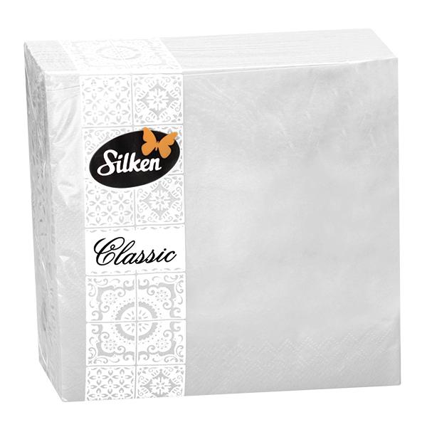 Серветки паперові Classic Білі TM Silken 2 шар 50 шт -розмір 33*33 см